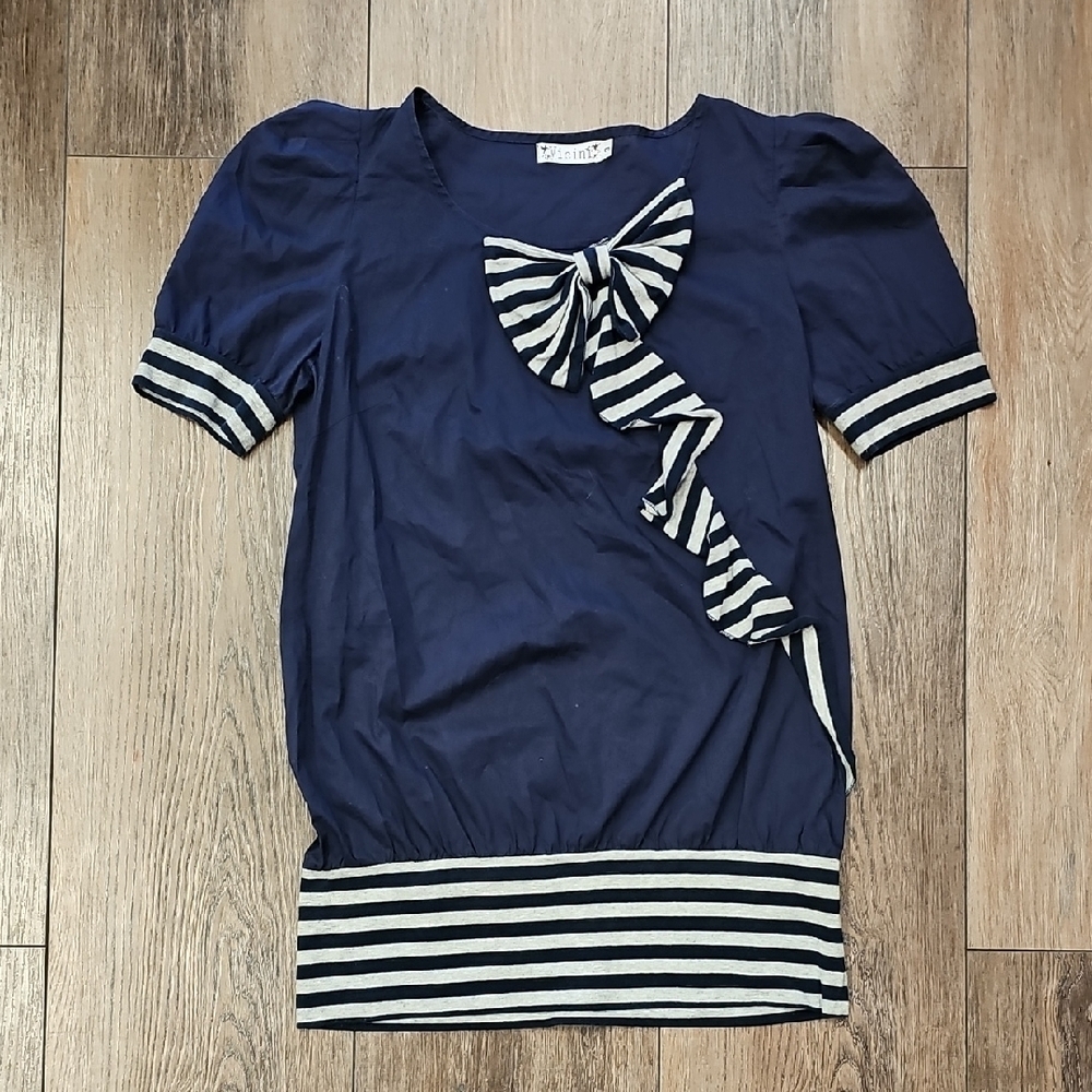 Twee, Preppy, Boat, Summer, Blue, Navy, Striped, Bow, Casual, Vacation, Cute